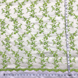 Beaded Lace Fabric Embroidered On 100 Percent Polyester Net Mesh Fabric - Lime Green, Lt. Blue, Orange, 54" Width (1 Yard)