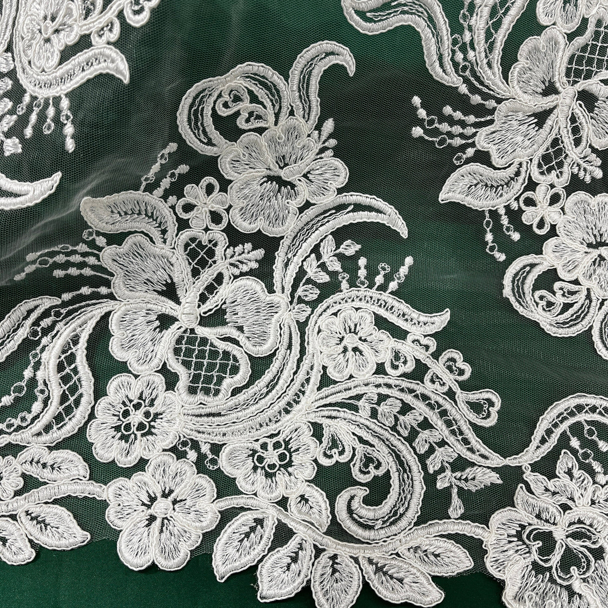 Embroidered Lace Trim Ivory