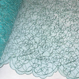 Corded Bridal Lace Fabric Embroidered Net Mesh