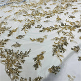 Beaded Lace Fabric on Polyester Net Mesh