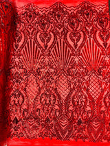 Sea Shell Sequin Damask Polyester Fabric - Iridescent Sequin Damask, 54" Width (1 Yard)
