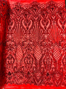 Sea Shell Sequin Damask Polyester Fabric - Iridescent Sequin Damask, 54" Width (1 Yard)
