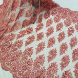 1 Yard Beaded Lace Fabric Embroidered 100 Percent Polyester Net Mesh 50 inch Width