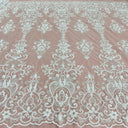 Beaded Sequined Lace Fabric 100% Polyester Net Mesh