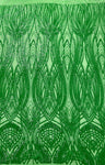 Feather Damask Shiny Sequin Design 4 Way Stretch Mesh Fabric - Iridescent Sequin Embroidered Mesh, 48-50" Width, 36" Length (1 Yard)
