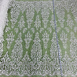 Beaded Embroidered Lace Mesh Off White
