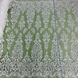 Beaded Embroidered Lace Mesh Off White