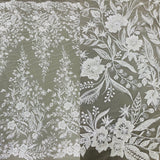 Beaded Lace Fabric on Polyester Net Mesh