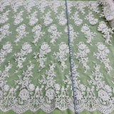 Beaded Corded Bridal Lace Fabric 53"