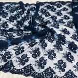 Corded Bridal Lace Fabric 50" Embroidered Polyester Net Mesh