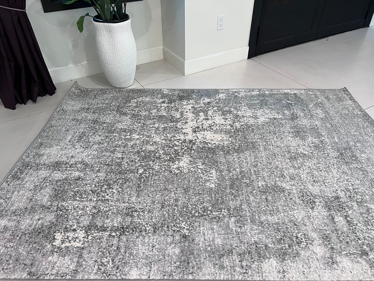 Tess 906 Gray Polyester Area Rug - Gray, TES906 Gray, 5' 3" X 7' 4" (1 Piece)