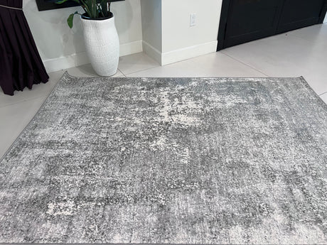 Tess 906 Gray Polyester Area Rug - Gray, TES906 Gray, 5' 3" X 7' 4" (1 Piece)