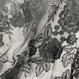 Beaded Lace Fabric on Polyester Net Mesh