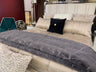 Golden Silver Metallic Faux Fur Blanket/Coverlet/Quilt Fabric - White Scattered Gold Foil, Cal King/Eastern King 104" X 93" (1 Piece)
