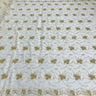 1 Yard Beaded Corded Bridal Lace Fabric Embroidered on 100 Percent Polyester Net Mesh Gold