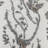 Beaded 3D Floral Lace Fabric 48" Wide