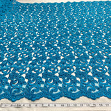 1 Yard Luxurious Beaded and Corded Bridal Lace Fabric Embroidered on Polyester Net Mesh