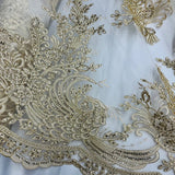 Beaded Corded Bridal Lace Fabric