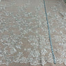 1 Yard Corded Bridal Lace Fabric Embroidered on Polyester Net Mesh 53 inch Width