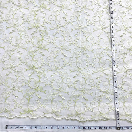 Embroidered Lace Fabric on Polyester Net Mesh 52"
