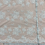 Beaded Lace Fabric on Polyester Net Mesh