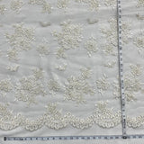 1 Yard Exquisite Beaded Lace Fabric Embroidered with Sequins on Polyester Net Mesh