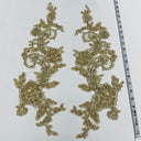 Beaded Corded Floral Lace Applique 20" x 5.5"
