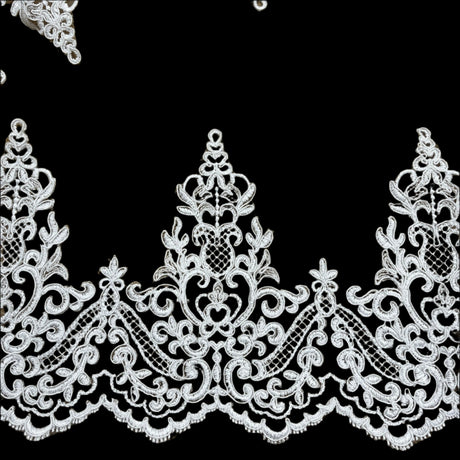 Polyester Net Mesh Corded Lace Trim 6" Wide