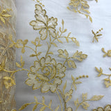 1 Yard Corded Bridal Lace Fabric Embroidered on Polyester Net Mesh for Elegant Wedding and Evening Gowns – 54"