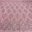 Beaded Corded Lace Fabric Metallic Scallops