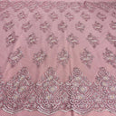 Beaded Corded Lace Fabric Metallic Scallops