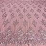 Beaded Corded Lace Fabric Metallic Scallops