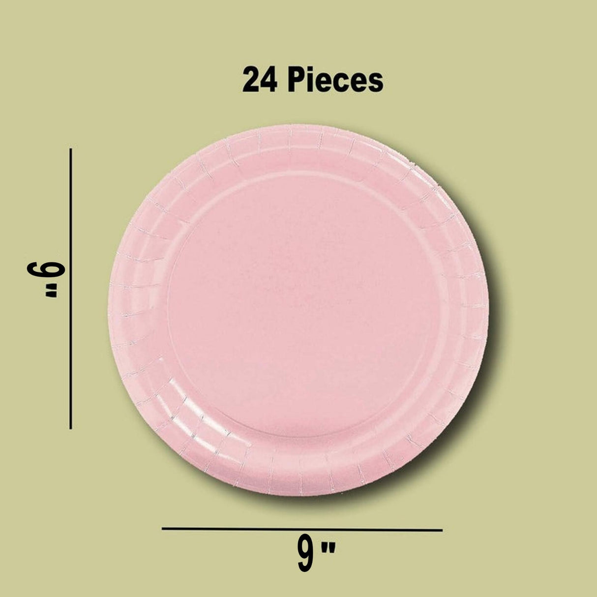 24 Count Light Pink Paper Plates 9" Round Dessert Plates for Girls Birthday and Showers
