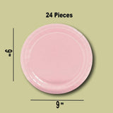 24 Count Light Pink Paper Plates 9" Round Dessert Plates for Girls Birthday and Showers
