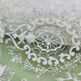 Beaded Lace Fabric on Polyester Net Mesh