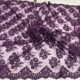 1 Yard Corded Bridal Lace Fabric Embroidered on 100% Polyester Net Mesh – 50"