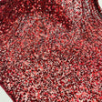 Beaded Sequined Lace Burgundy Mesh
