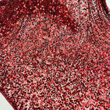Beaded Sequined Lace Burgundy Mesh