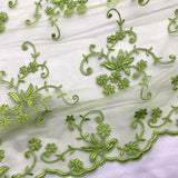1 Yard - Corded Bridal Lace Fabric Embroidered on 100% Polyester Net Mesh - Ivory - 54"