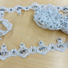 Beaded Lace Trimming White Silver