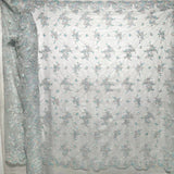 1 Yard Corded Bridal Lace Fabric Embroidered on Polyester Net Mesh Silver for Wedding and Evening Gowns – 51"