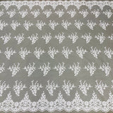 1 Yard Beaded Corded Bridal Lace Fabric Embroidered 100 Percent Polyester Net Mesh 56 inch Width