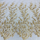 Beaded Lace Fabric on Polyester Net Mesh