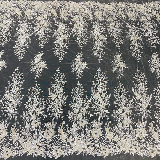 Beaded Lace Fabric Embroidered on 100% Polyester Net Mesh – Lace USA