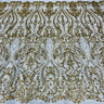 Beaded Lace Fabric on Polyester Net Mesh