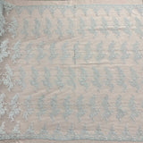 1 Yard Silver Corded Bridal Lace Fabric Embroidered on Polyester Net Mesh for Wedding and Evening Gowns – 54"