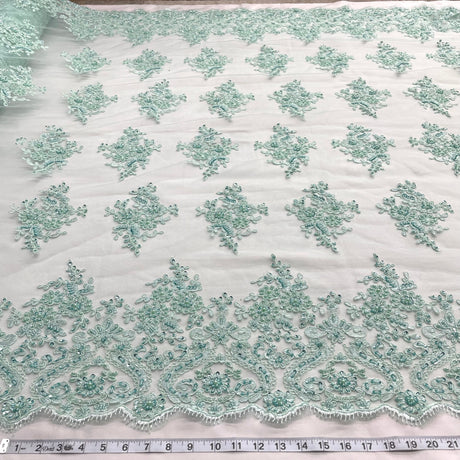 Beaded Corded Bridal Lace Sage