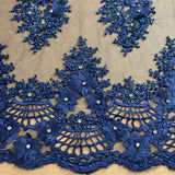 Beaded 3D Floral Lace Fabric