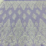 1 Yard Beaded & Sequined Lace Fabric Embroidered on 100% Polyester Net Mesh