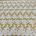 Tela de encaje nupcial con cuentas y cordón bordada sobre malla de red 100% poliéster – Lace USA